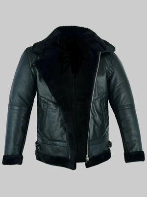 Mens-Shearling-Leather-Black-Fur-B3-RAF-Aviator-Bomber-Real-Sheepskin-Jacket