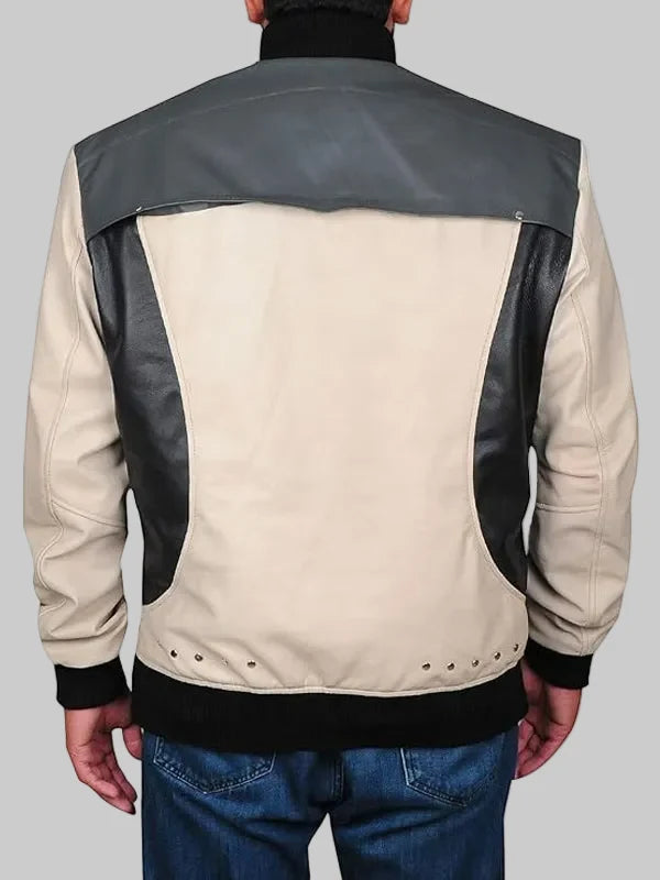 Mens-Varsity-Classic-School-Bomber-Black-Beige-Leather-Jacket