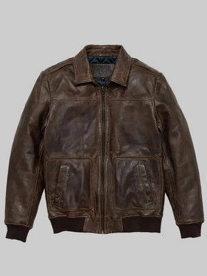Mens-Vintage-Lambskin-A2-Brown-Leather-Bomber-Jacket