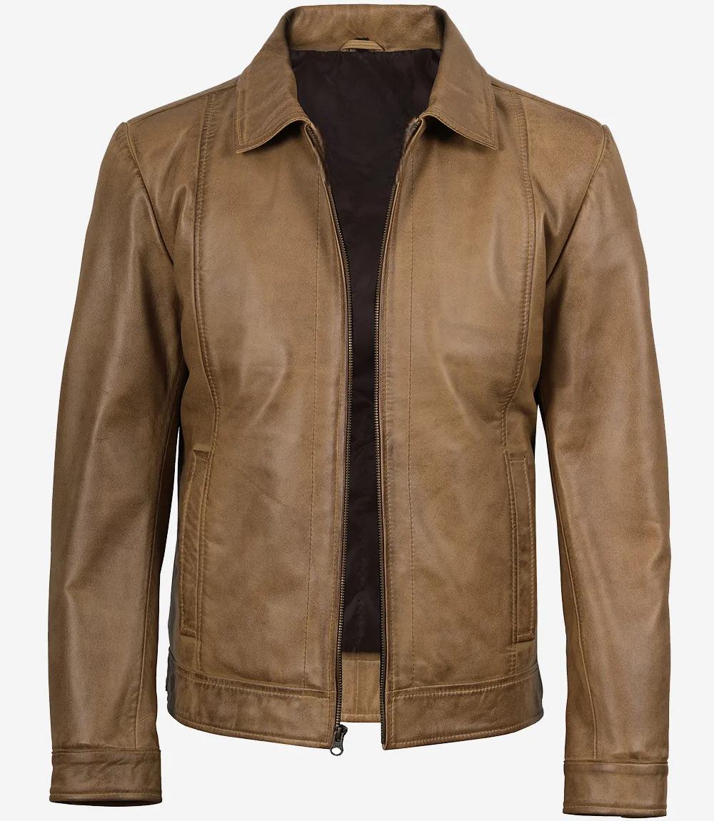 mens-waxed-shirt-collar-harrington-leather-jacket