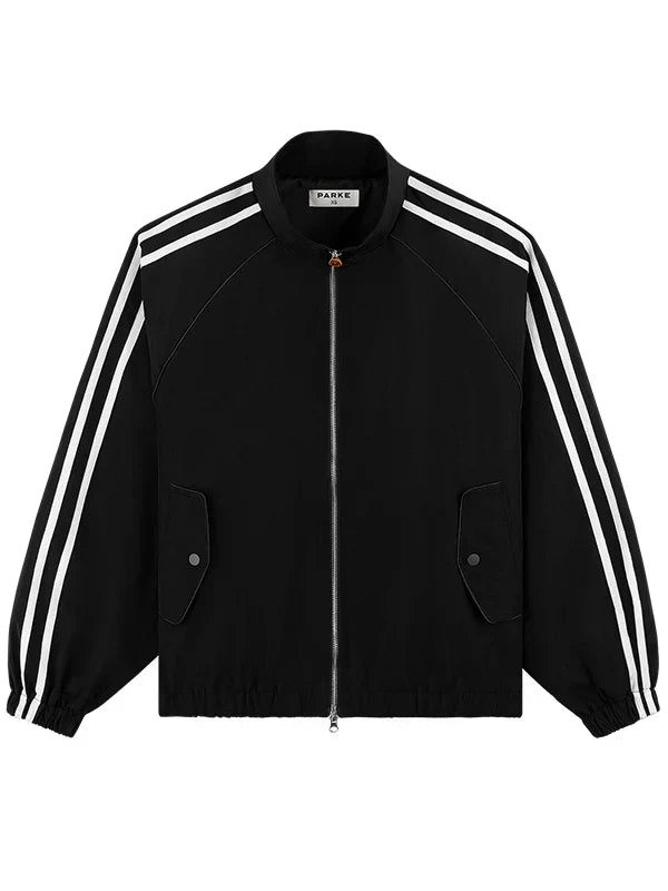 Parke-Sport-Stripe-Nylon-Track-Jacket-Black
