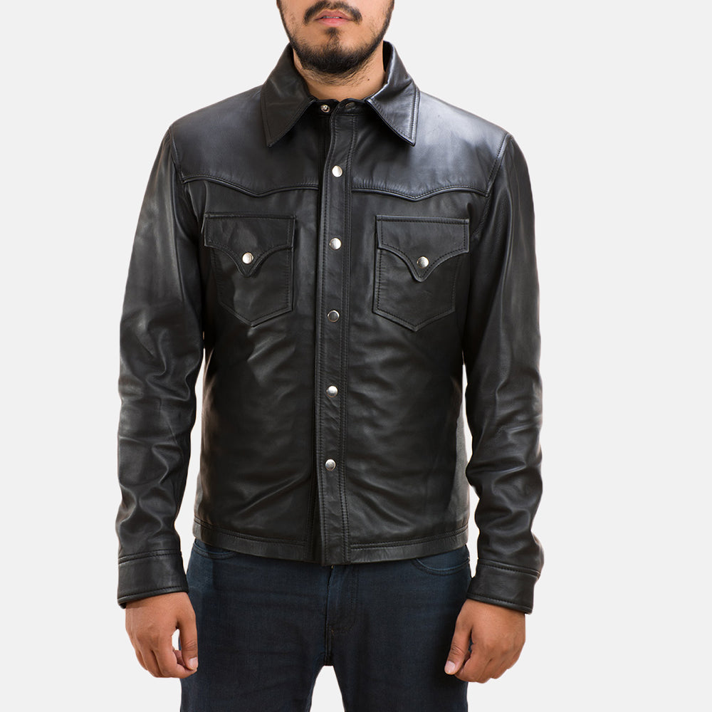 ranchson-black-leather-shirt