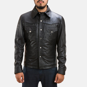 ranchson-black-leather-shirt