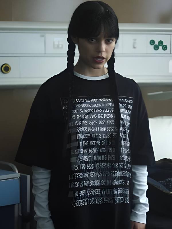 Wednesday S02 Jenna Ortega Poe The Pit and the Pendulum Skull T-Shirt USA Jackets