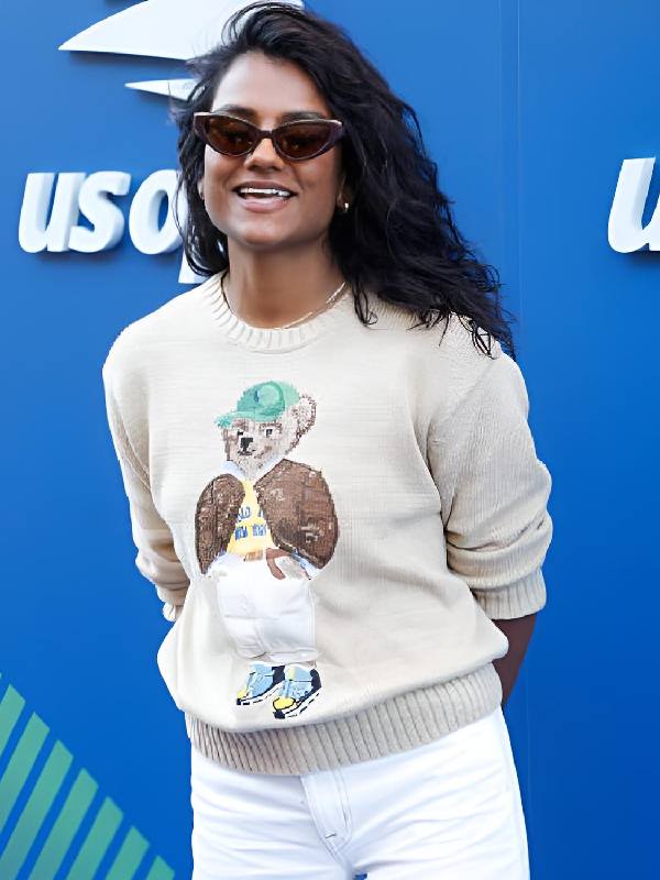 2025 US Open Tennis Championships Simone Ashley Bear Sweater USA Jackets