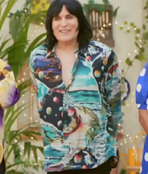 Great British Bake Off S16 Noel Fielding Beach Space Print Shirt USA Jackets