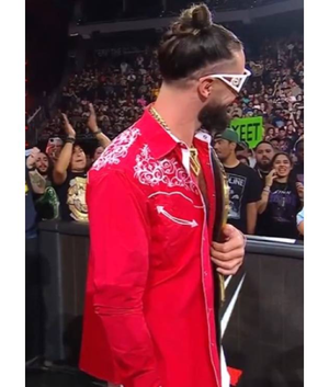 WWE Raw Seth Rollins Red Embroidered Shirt USA Jackets