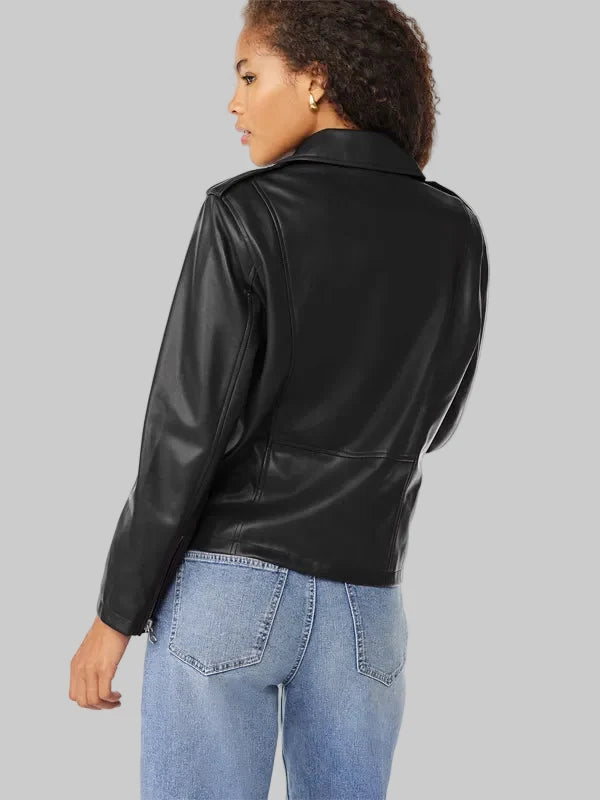 Scoop-Womens-Black-Faux-Leather-Moto-Jacket-Back