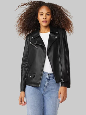 Scoop-Womens-Black-Faux-Leather-Moto-Jacket