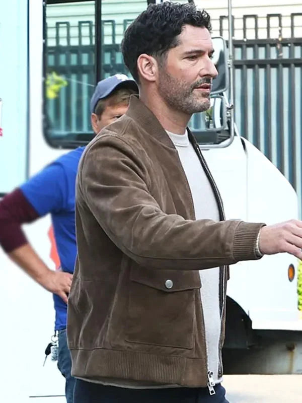 TV Series CIA Tom Ellis Brown  Leather Jacket