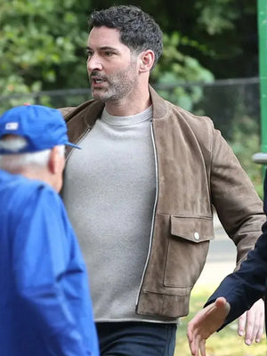 TV Series CIA Tom Ellis Brown Suede Leather  