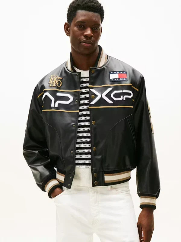 Tommy-Hilfiger-F1-Movie-Racing-Black-Varsity-Jacket