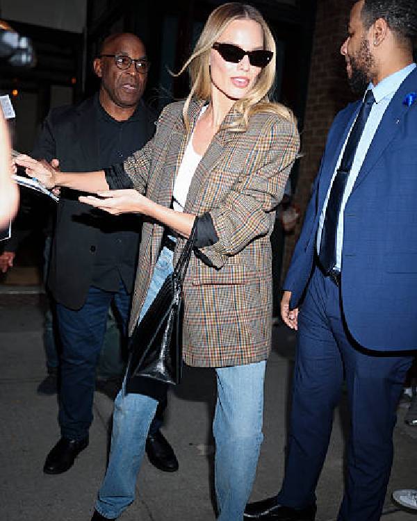 Tribeca NYC Margot Robbie Plaid Coat USA Jackets