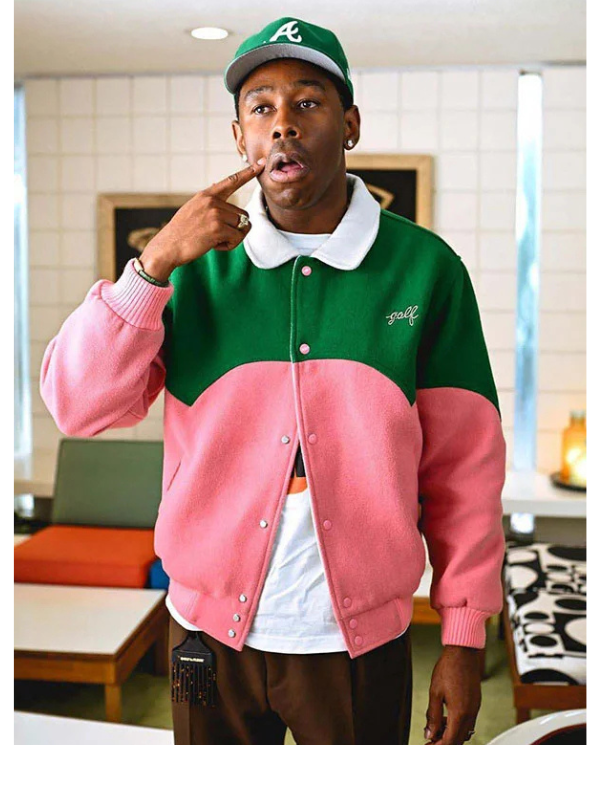 Tyler The Creator Green & Pink Golf Cowboy Varsity Jacket USA Jackets