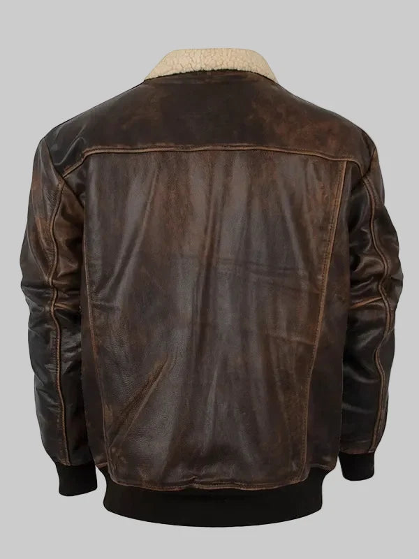 Vintage-Brown-Leather-Bomber-Jacket