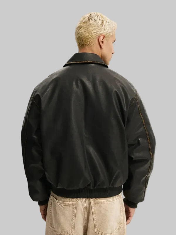 Vintage-Faux-Leather-Bomber-Jacket-Back