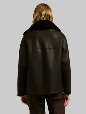Women-Dark-Brown-Shearling-Leather-Short-Jacket
