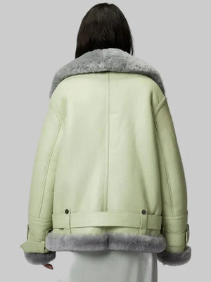Women-Green-Aviator-Styled-Sheepskin-Shearling-Leather-Jacket