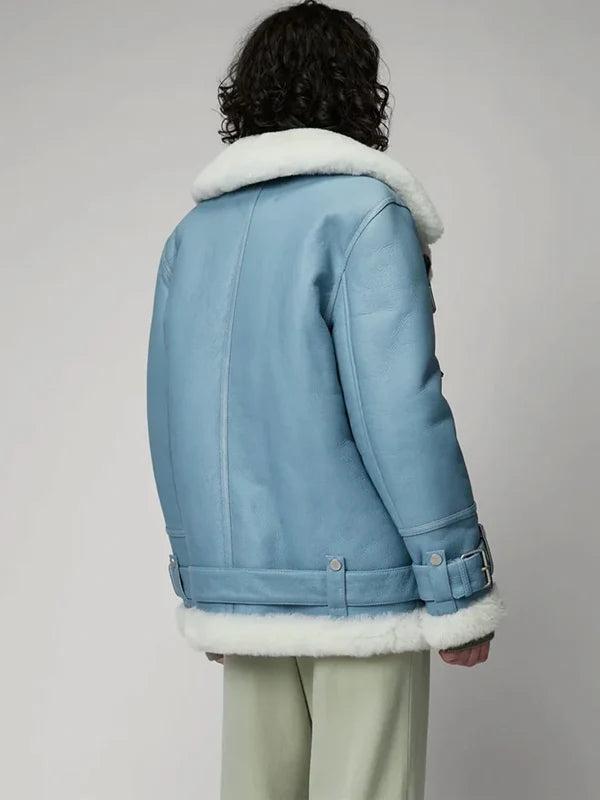 Women-Light-Blue-B3-RAF-Aviator-Style-Sheepskin-Shearling-Leather-Jacket