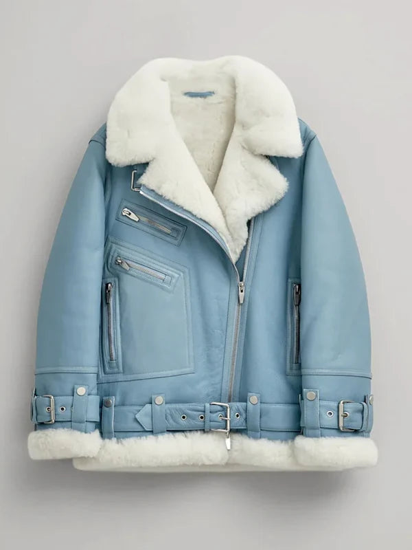 Women-Light-Blue-B3-RAF-Aviator-Styled-Sheepskin-Shearling-Leather-Jacket