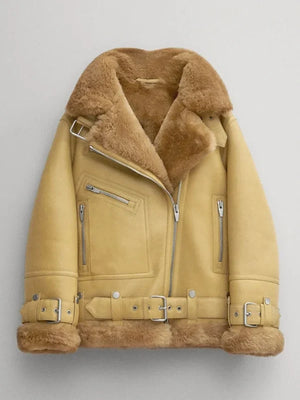 Women-Light-Brown-RAF-Aviator-Styled-Sheepskin-Shearling-Leather-Jacket