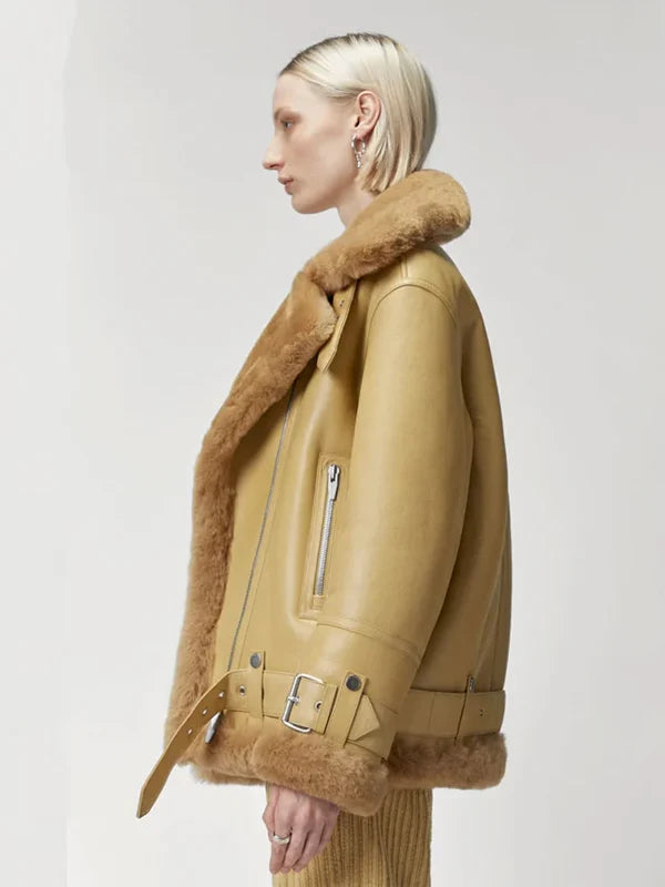 Women-RAF-Aviator-Styled-Sheepskin-Shearling-Leather-Jacket-Light-Brown