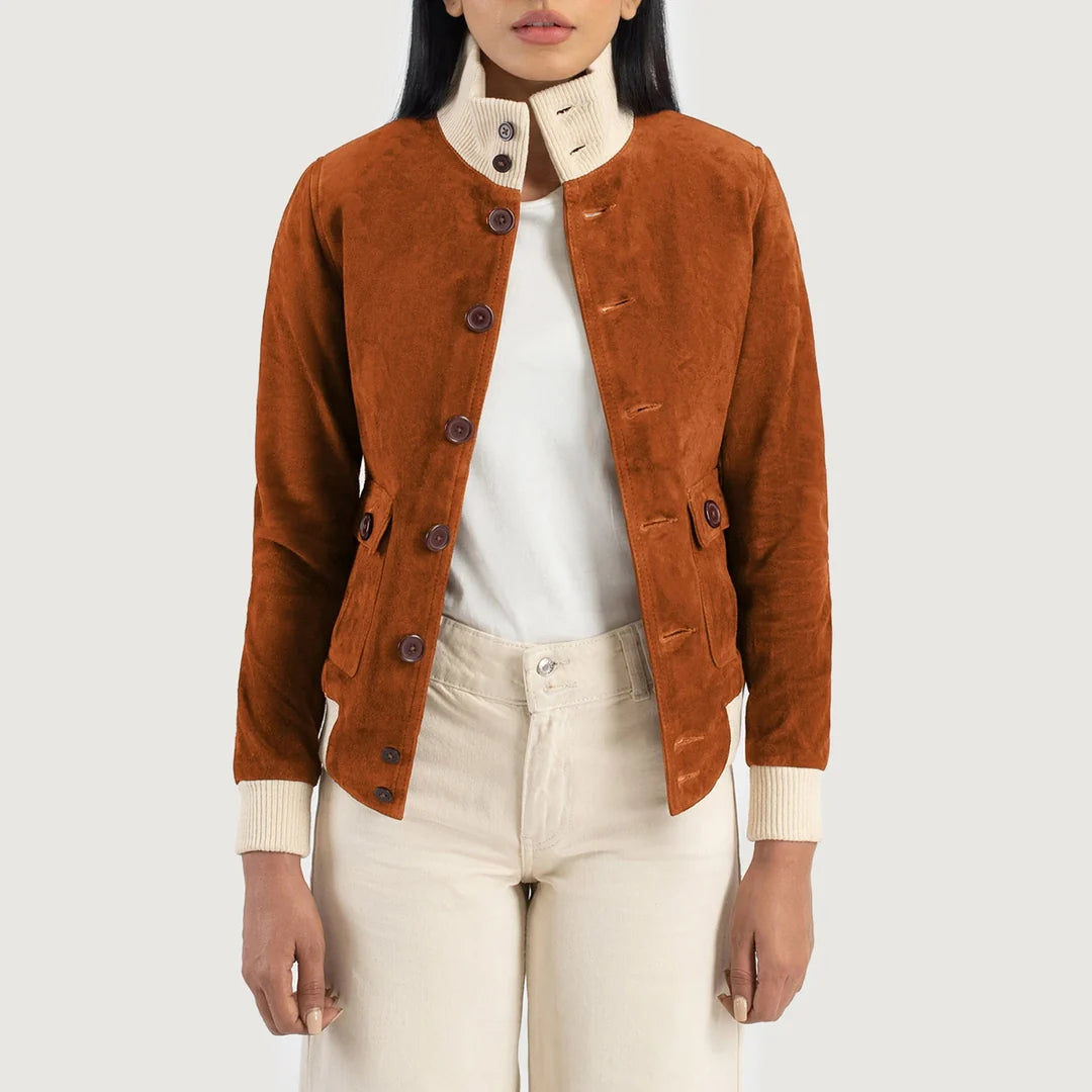 Sasha A1 Black Suede Bomber Jacket