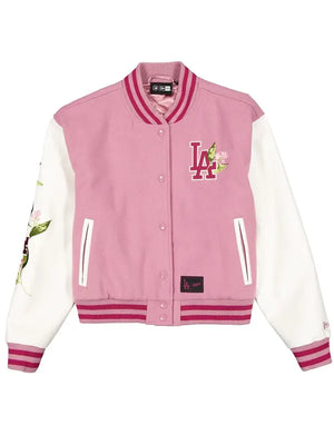 Women's Los Angeles Dodgers Bomber Jacket Pink Back
