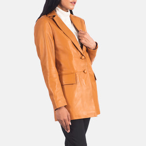 marilyn-tan-brown-leather-blazer