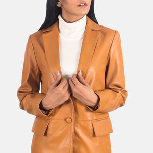 marilyn-tan-brown-leather-blazer