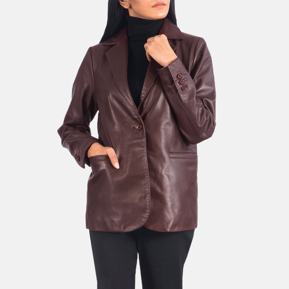 norma-maroon-leather-blazer