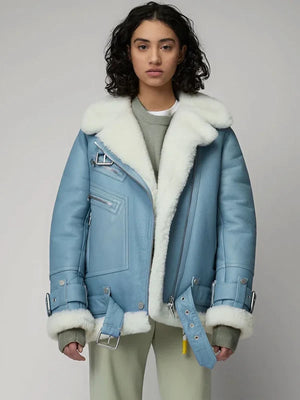 Womens-Light-Blue-B3-RAF-Aviator-Styled-Sheepskin-Shearling-Leather-Jacket