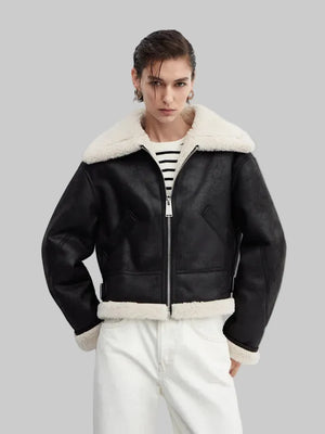 Womens-Shearling-Effect-Lined-Short-Jacket