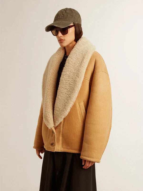Womens-Sheepskin-Jacket-With-A-Wide-Shearling-Shawl-Collar