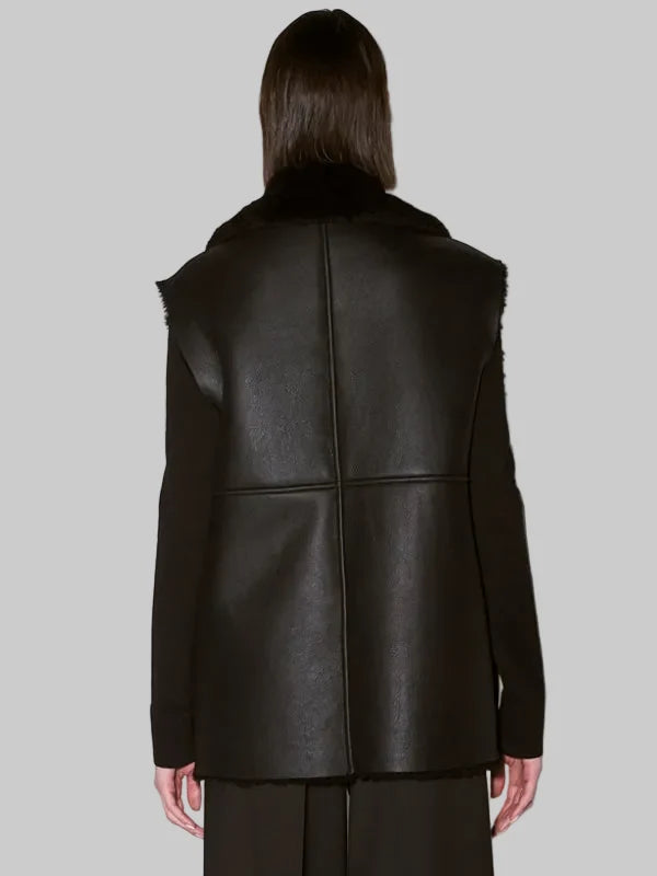 Womens-Sleeveless-black-shearling-jacket-Back