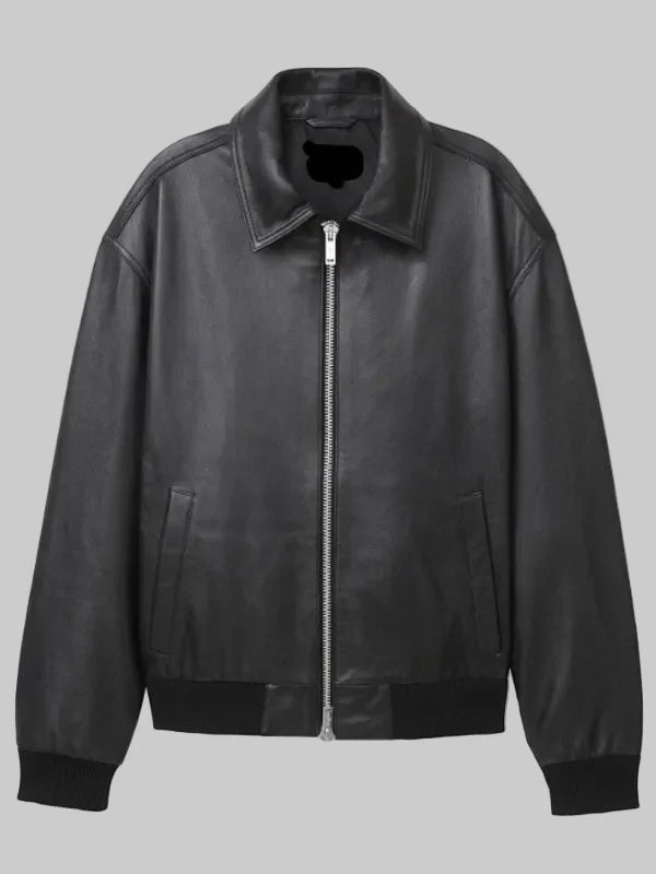 Zip-Front-Leather-Bomber-Jacket